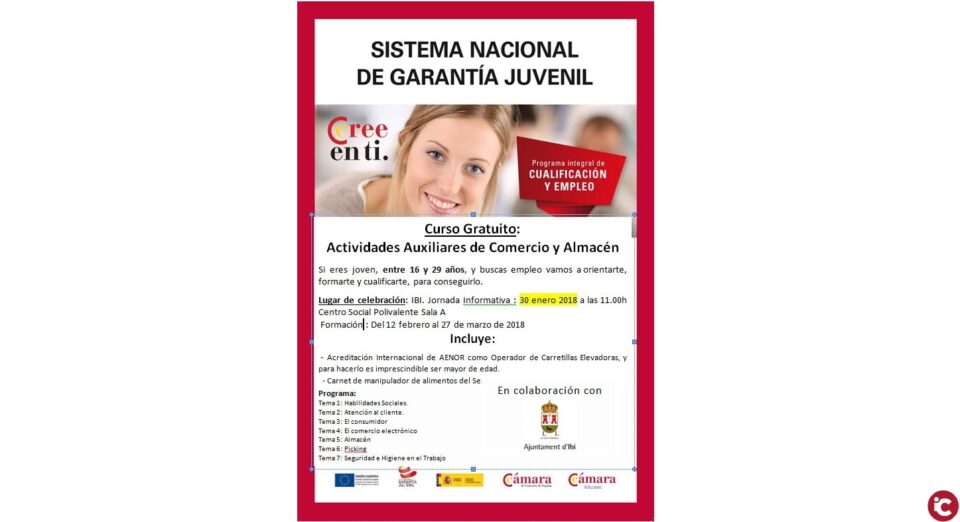 Curso gratuito de comercio y almacén para jóvenes