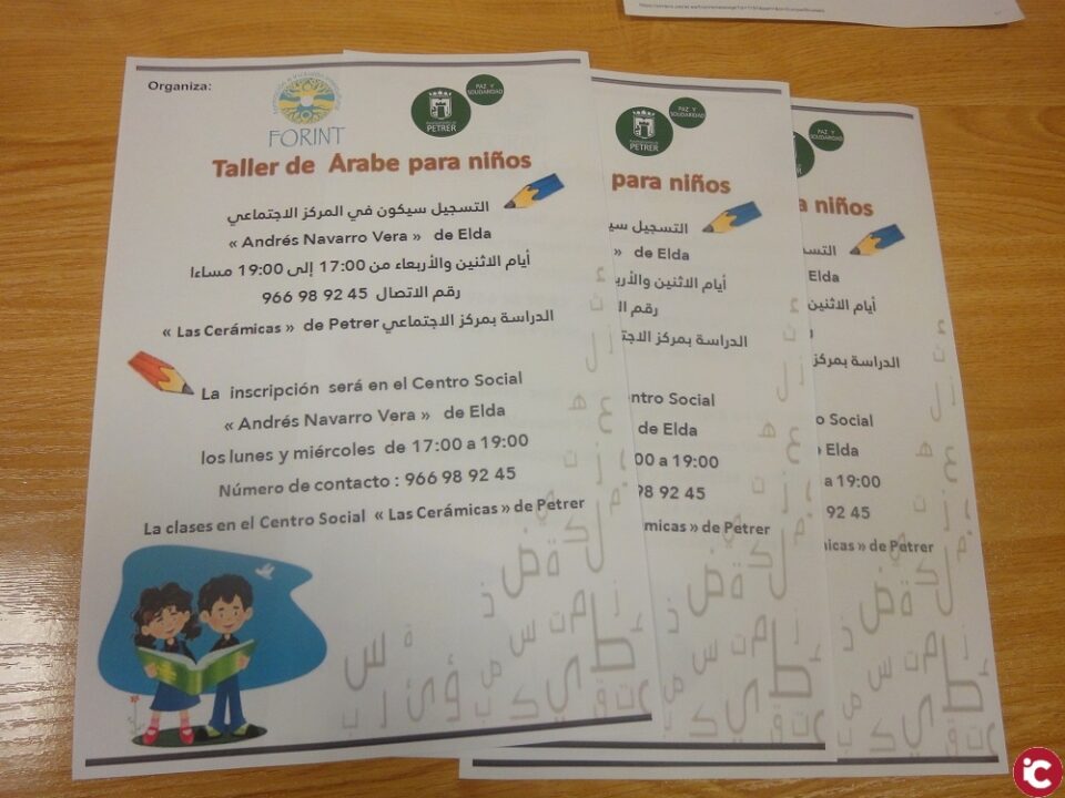 Taller de árabe para niños y niñas migrantes en Petrer