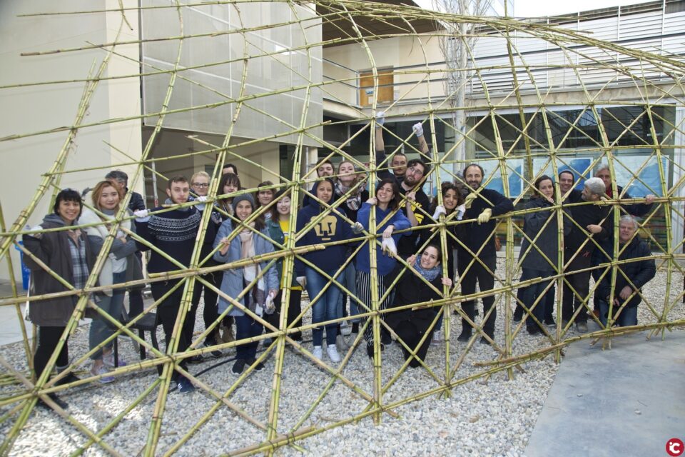 Professors i estudiants alcen a la UA una estructura de dos-cents metres quadrats amb les mans