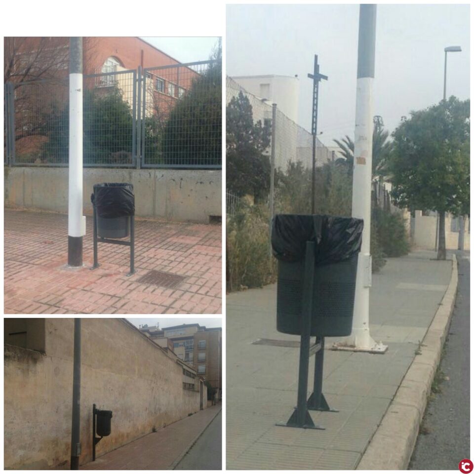 Instalación de nueva papeleras y bancos