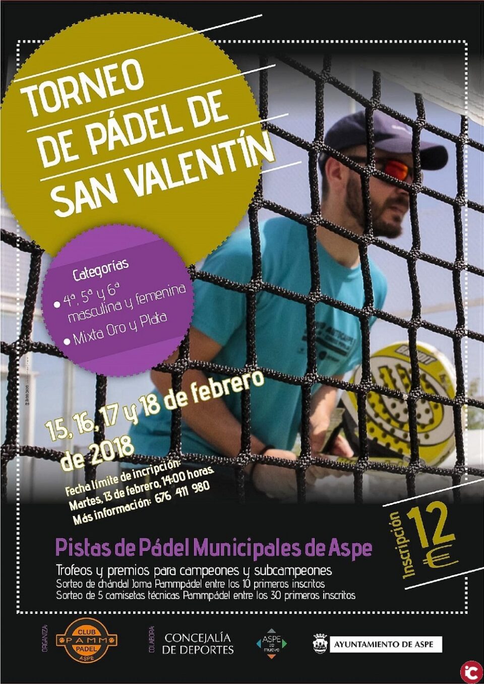 Las pistas municipales de Aspe acogen el primer torneo de padel de San valentín