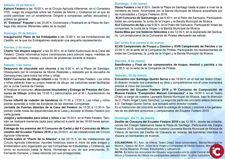 La Junta Central de Fiestas presenta novedades en un variado programa de actos para celebrar el Ecuador Festero 2018