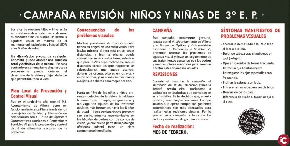 Sigue en marcha la campaña de Revisión Visual para 3º de Primaria