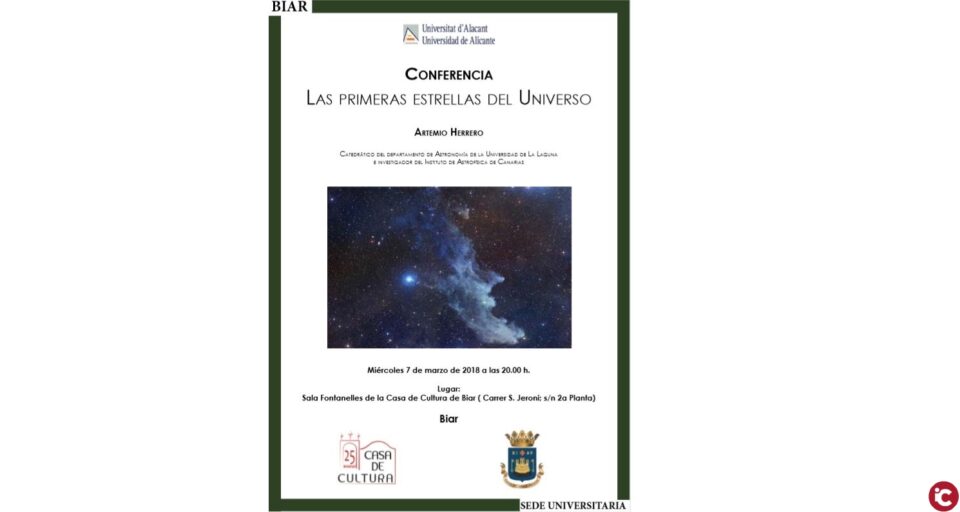 La Seu Universitària de Biar acull la conferència "Las primeras estrellas del Universo"