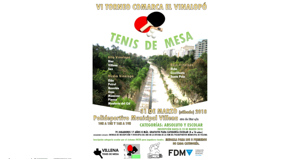 VI Torneo Comarcal de Tenis de mesa en Villena