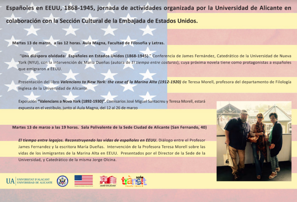 L'escriptora María Dueñas i el catedràtic de la Universitat de Nova York James Fernández parlaran de la diàspora d'espanyols als EUA