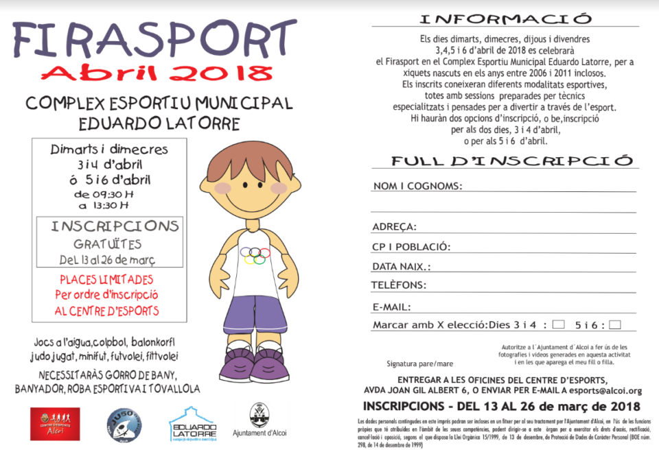 Demà s'obri la Inscripció per al Firasport de Primavera