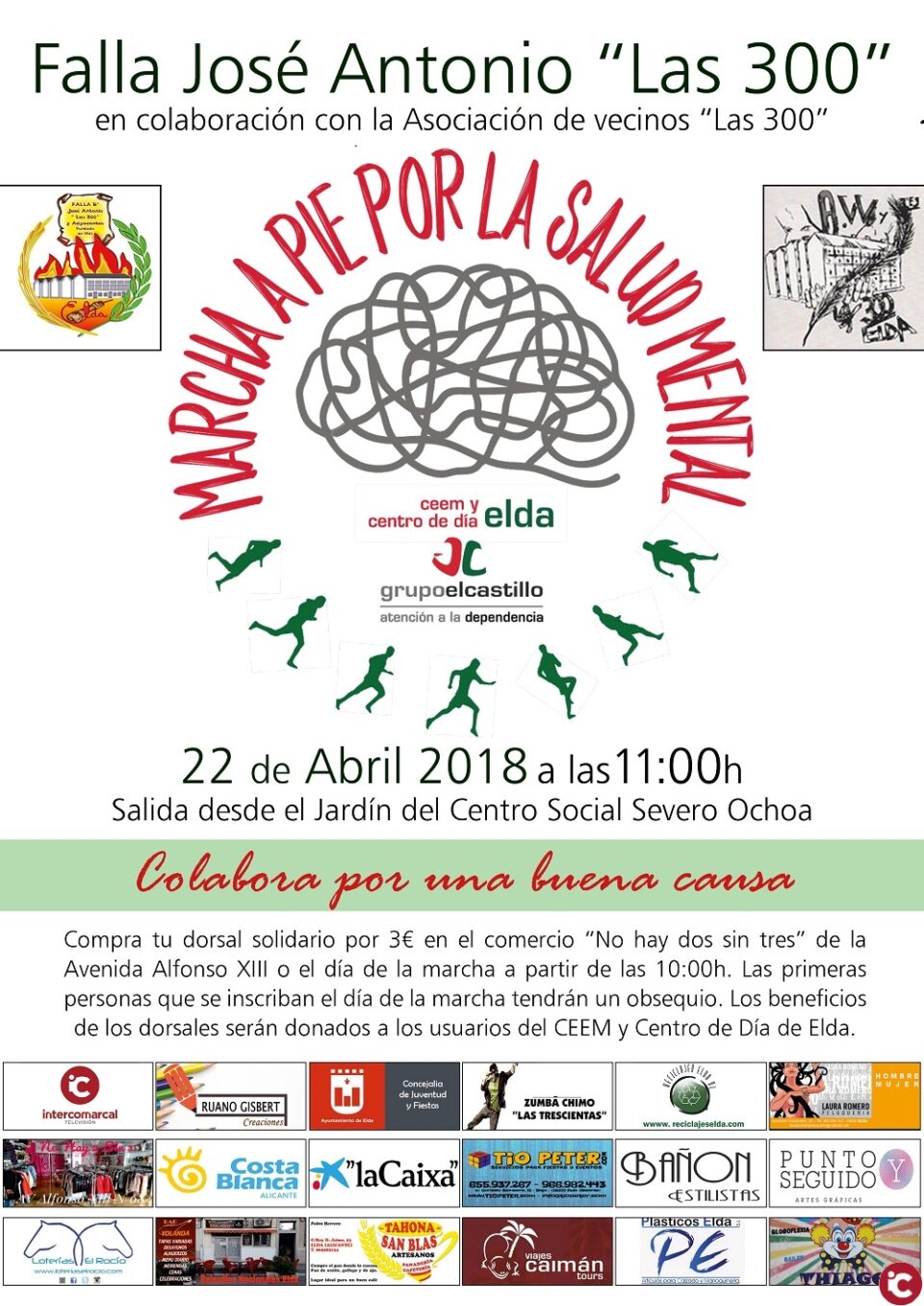 La falla las 300 de Elda organiza una marcha a pie por la salud mental