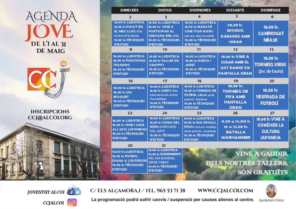 Activitats del mes de maig al CCJ