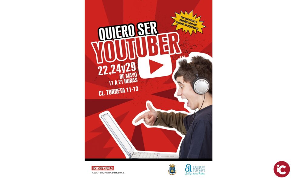 Curso de Youtuber dirigido a jóvenes de 12 a 30 años