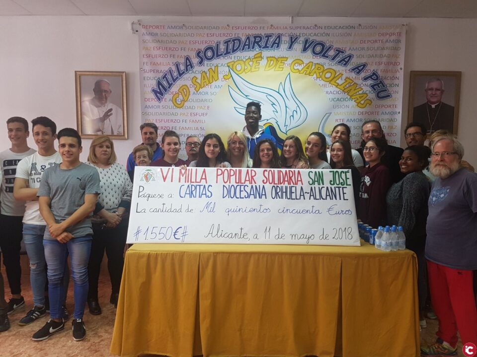 El Ayuntamiento de Alicante hace entrega del cheque solidario del importe recaudado en la VI Milla Solidaria San José