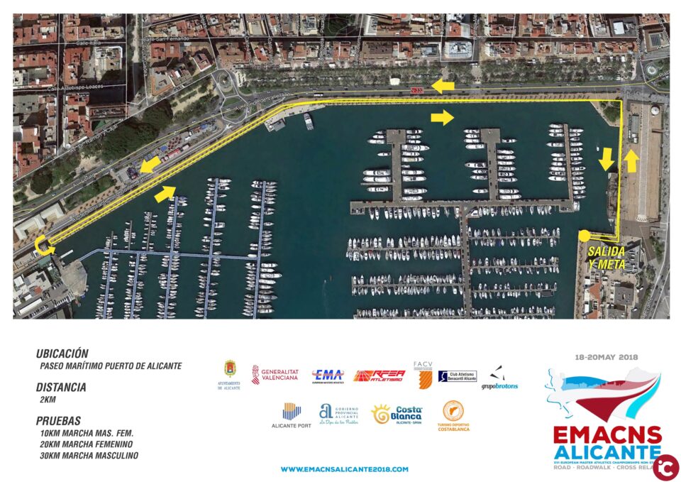 Alicante recibe atletas de más de 20 países durante el fin de semana en la celebración del XVI Campeonato de Europa en ruta para Veteranos
