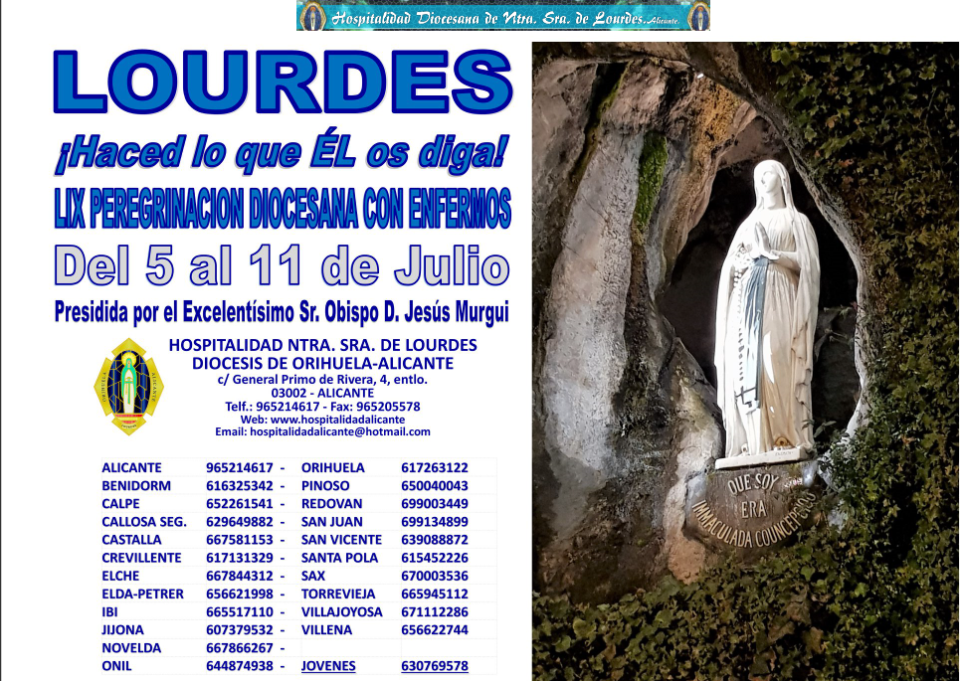 PEREGRINACIÓN A LOURDES 2018 del 5 al 11 de julio de 2018. Hablamos con la delegada de la Hospitalidad en Elda