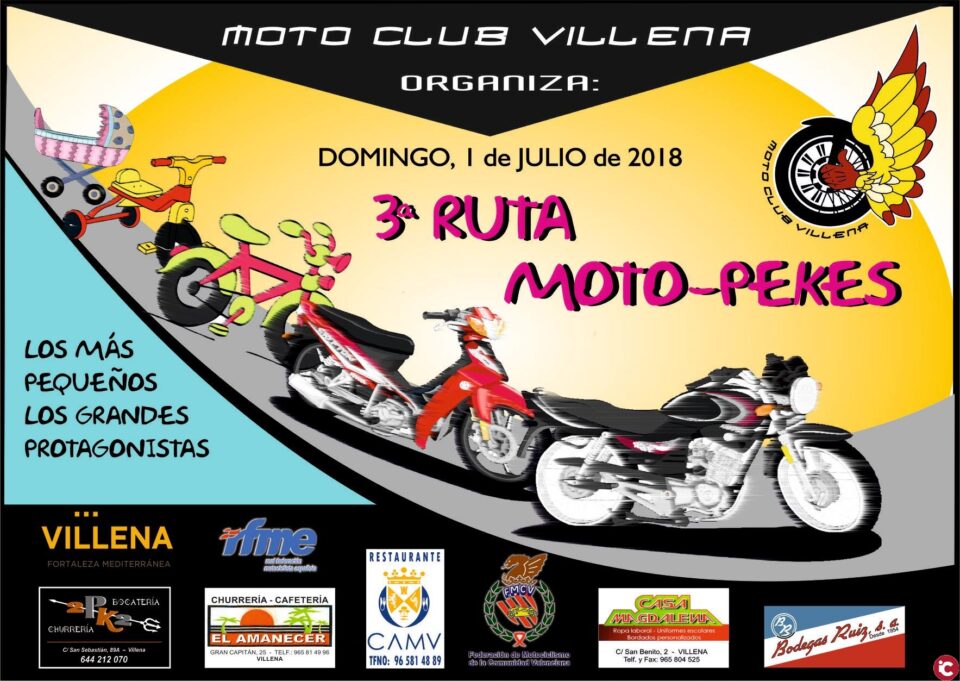 III Salida Moto-Pekes Motoclub Villena el próximo día 1 de julio