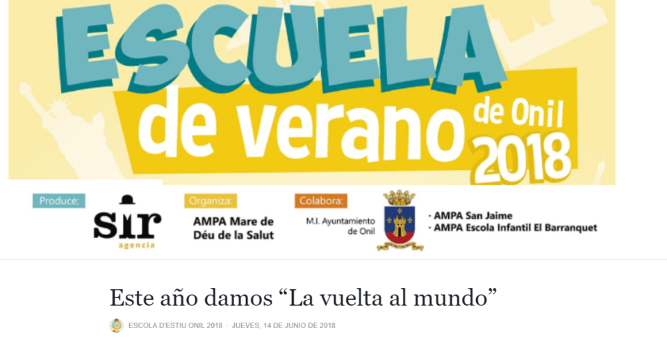 Escuela de Verano de Onil 2018: este año damos La vuelta al mundo