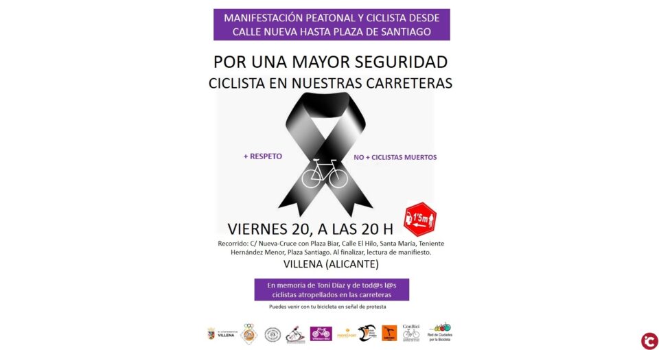 Manifestación por la seguridad ciclista en memoria de Toni Díaz