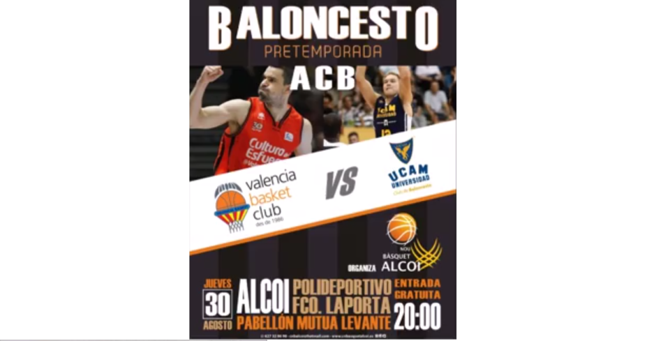 Torna l'ACB a Alcoi amb un partit entre València Basket i UCAM Murcia