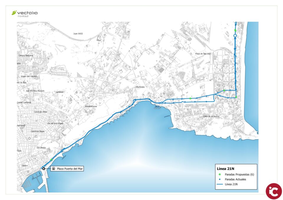 La Concejalía de Tráfico prevé que las 20 nuevas paradas intermedias de los buses nocturnos estén operativas en la Semana de la movilidad