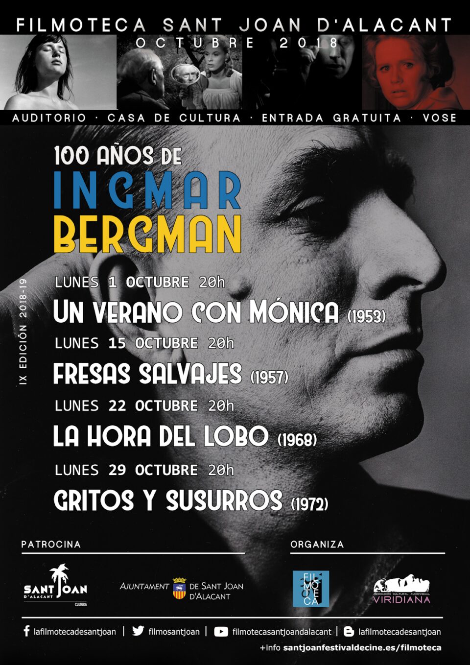 Filmoteca Sant Joan d´Alacant programa un ciclo dedicado al centenario de Ingmar Bergman