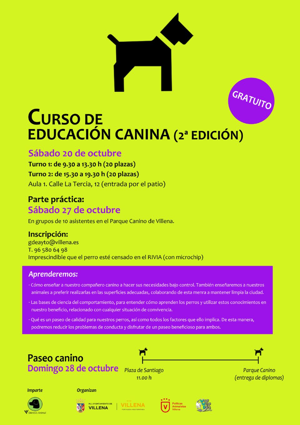 Nueva edición de los cursos gratuitos de educación canina