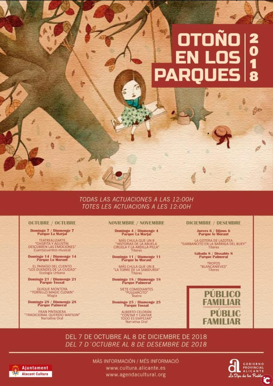 Más de un millar de personas disfrutan de la primera jornada de "Otoño en parques" en el parque La Marjal