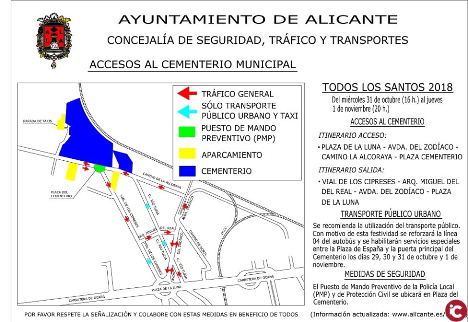 El Ayuntamiento de Alicante organiza un dispositivo para Todos los Santos con autobuses especiales para acceder al cementerio