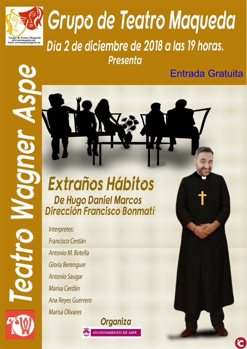 El Grupo de Teatro Maqueda pone en escena el domingo día 2 de diciembre a las 19 horas la obra Extraños Hábitos con entrada libre