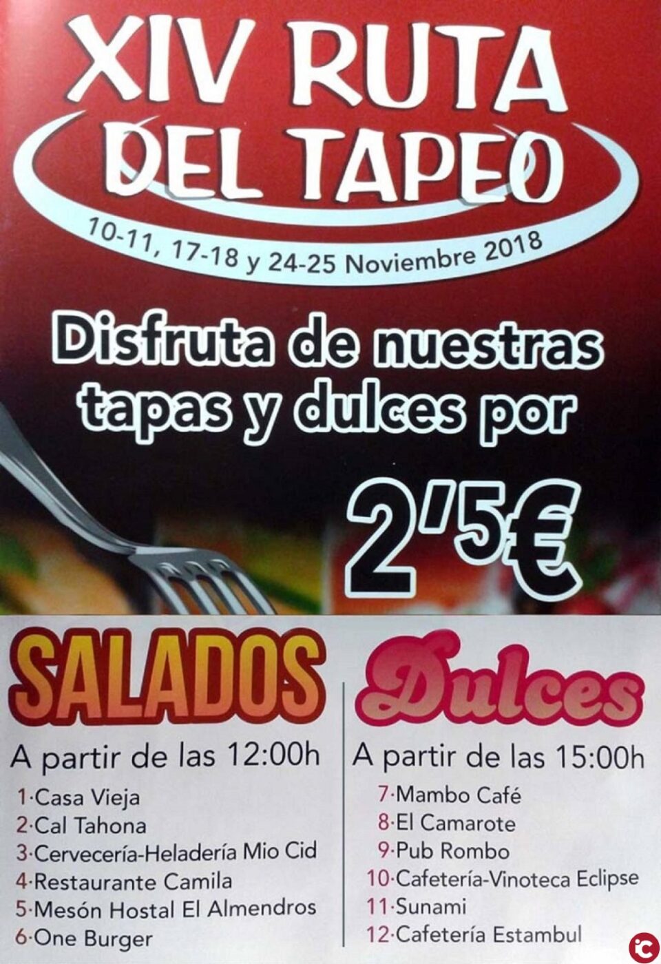 Sax está celebrando la edición XIV de la Ruta del Tapeo