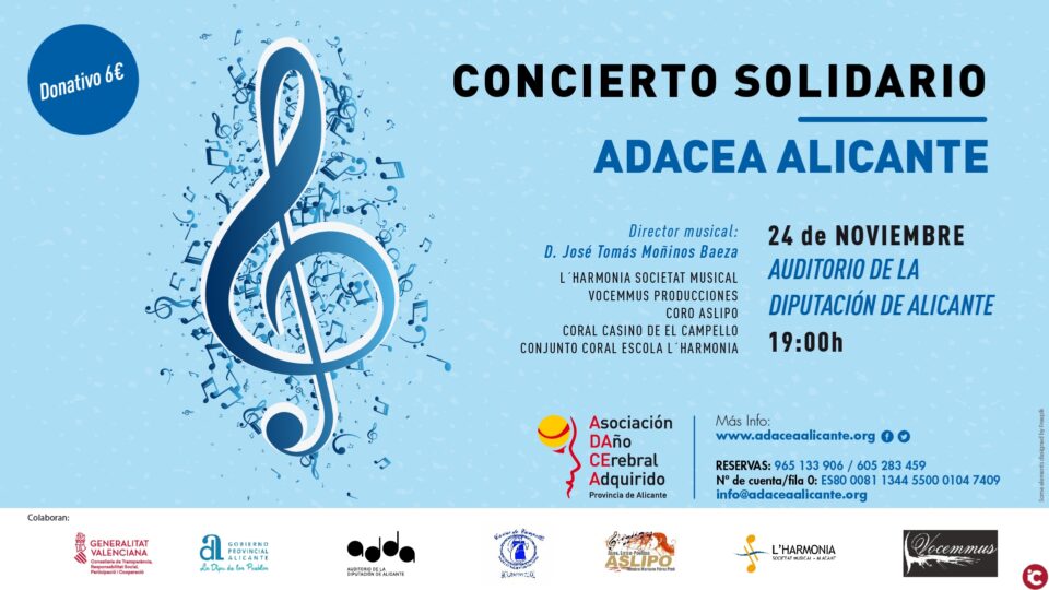 ADACEA Alicante organiza un concierto solidario en el Auditorio de la Diputación de Alicante