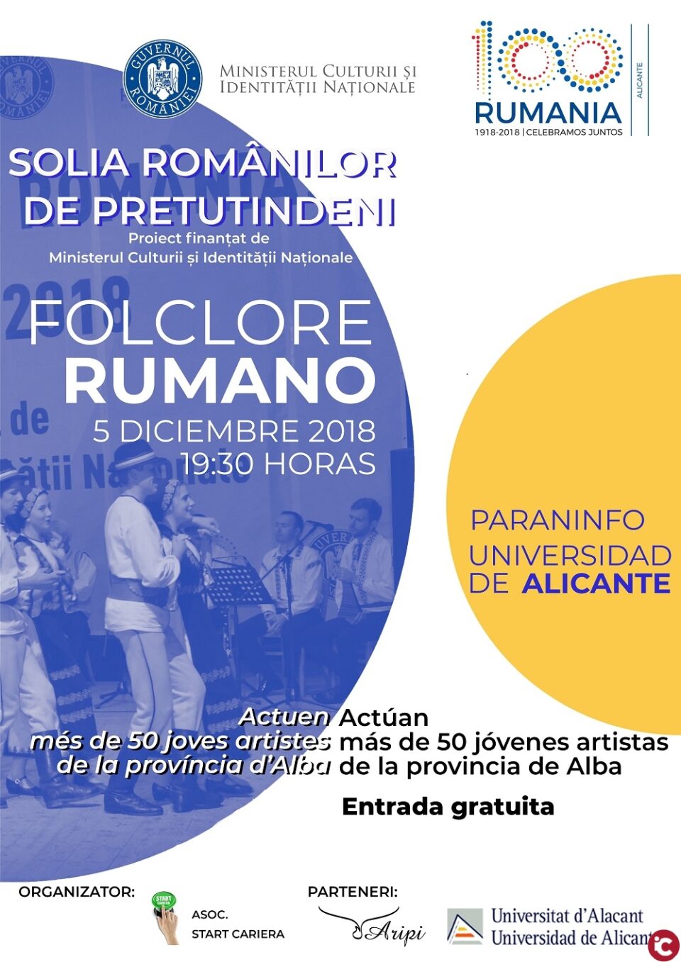Folklore de Romania al Paranimf de la UA en el Centenari de l'Estat Romanès