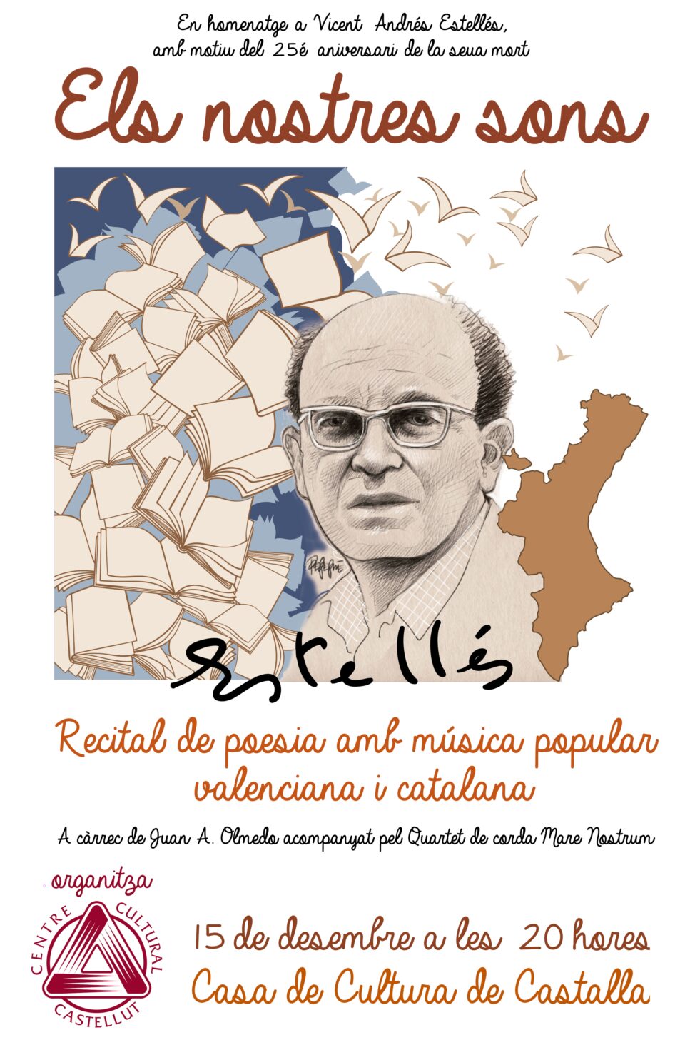 Els nostres sons i Estellés: Recital de poesia i música popular en Homenatge a Vicent Andrés Estellés en el 25é aniversari de la seua mort