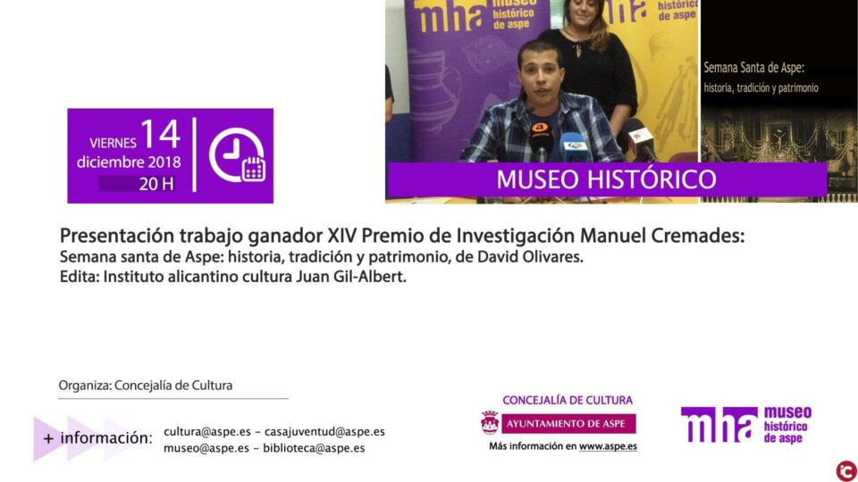 XIV Premio Investigación Manuel Cremades: Semana Santa de Aspe
