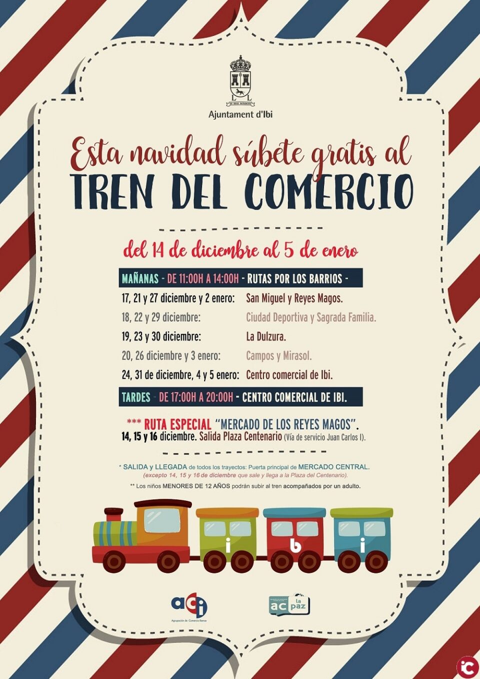 Vuelve el tren turístico gratuito para animar la campaña de Navidad en Ibi