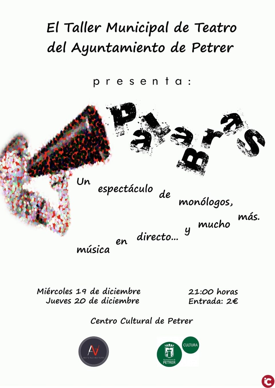 El Taller Municipal de Teatro de Petrer estrena la obra Palabras en el Centro Cultural los días 19 y 20 de diciembre