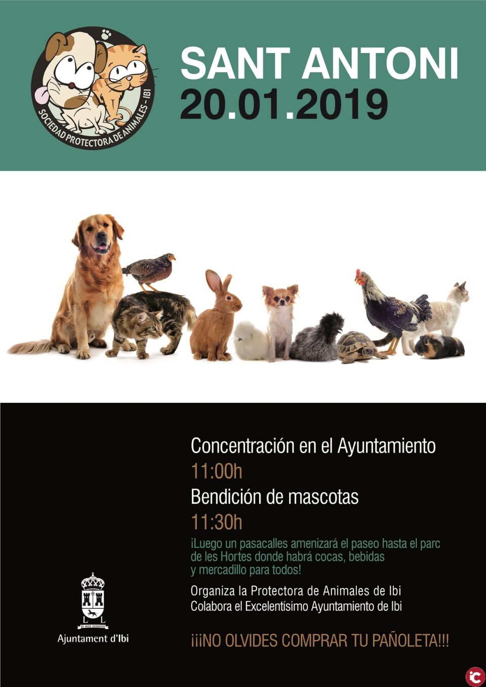 Ibi celebra el Día de San Antón con bendición de animales y el mercadillo solidario