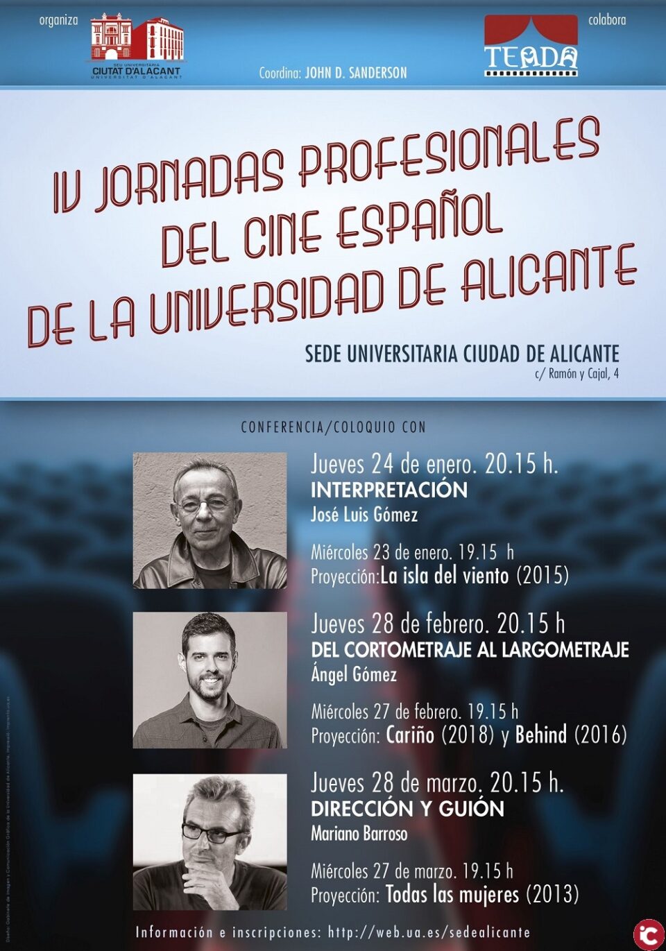 El actor José Luis Gómez inaugura las IV Jornadas profesionales del cine español de la UA