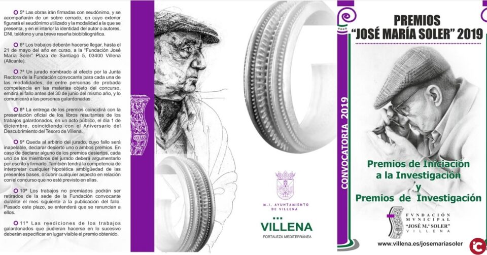 La Fundación Municipal José María Soler convoca los Premios de Iniciación a la Investigación y los Premios a la Investigación 2019