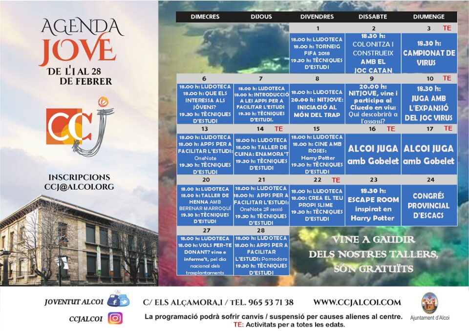 El CCJ presenta una completa agenda dactivitats per al mes de febrer