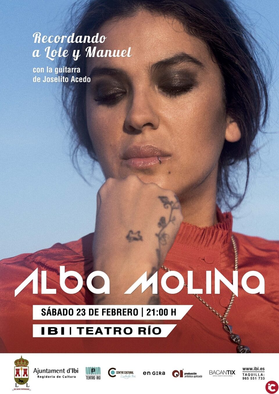 La cantante Alba Molina llega el próximo sábado 23 de febrero al escenario del Teatro Río de Ibi