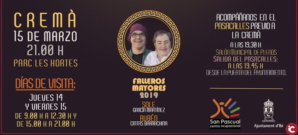 El Centro Ocupacional San Pascual de Ibi celebra su Cremà 2019 con una falla inspirada en la Antigua Grecia