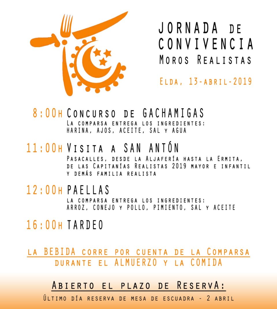 JORNADA DE CONVIVENCIA REALISTAS 2019 con las actividades programadas para el próximo 13-abril-2019.