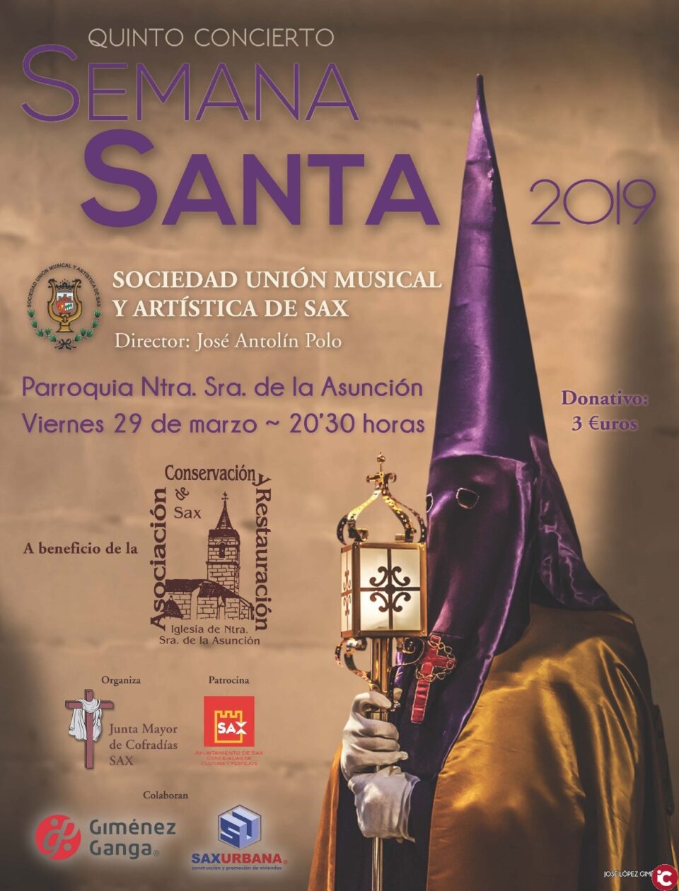 La Unión Musical de Sax ofrece este viernes un concierto de Semana Santa