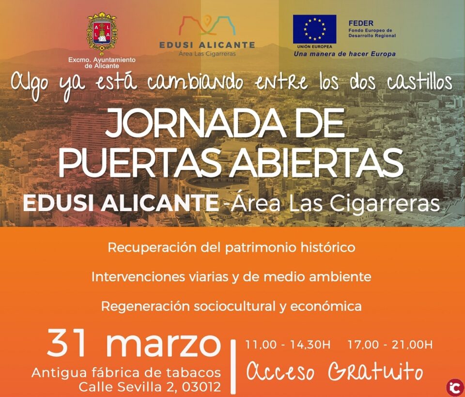 La Concejalía de Coordinación de Proyectos traslada la celebración de la Jornada de Puertas Abiertas EDUSI al 6 de abril por riesgo de lluvias prevista para este domingo