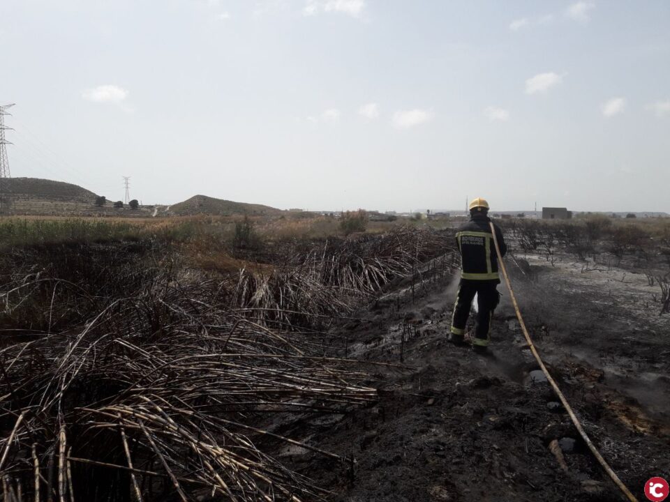 Los bomberos del SPEIS extinguen un incendio de cañar que afecta a una hectárea en el barrio Patiño