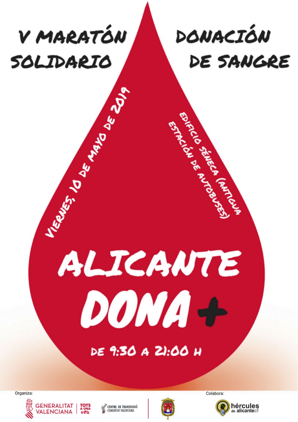 El Ayuntamiento de Alicante y el Centro de Transfusión de la Comunitat Valenciana organizan la V edición de la maratón de Donación de Sangre con el lema Alicante Dona +