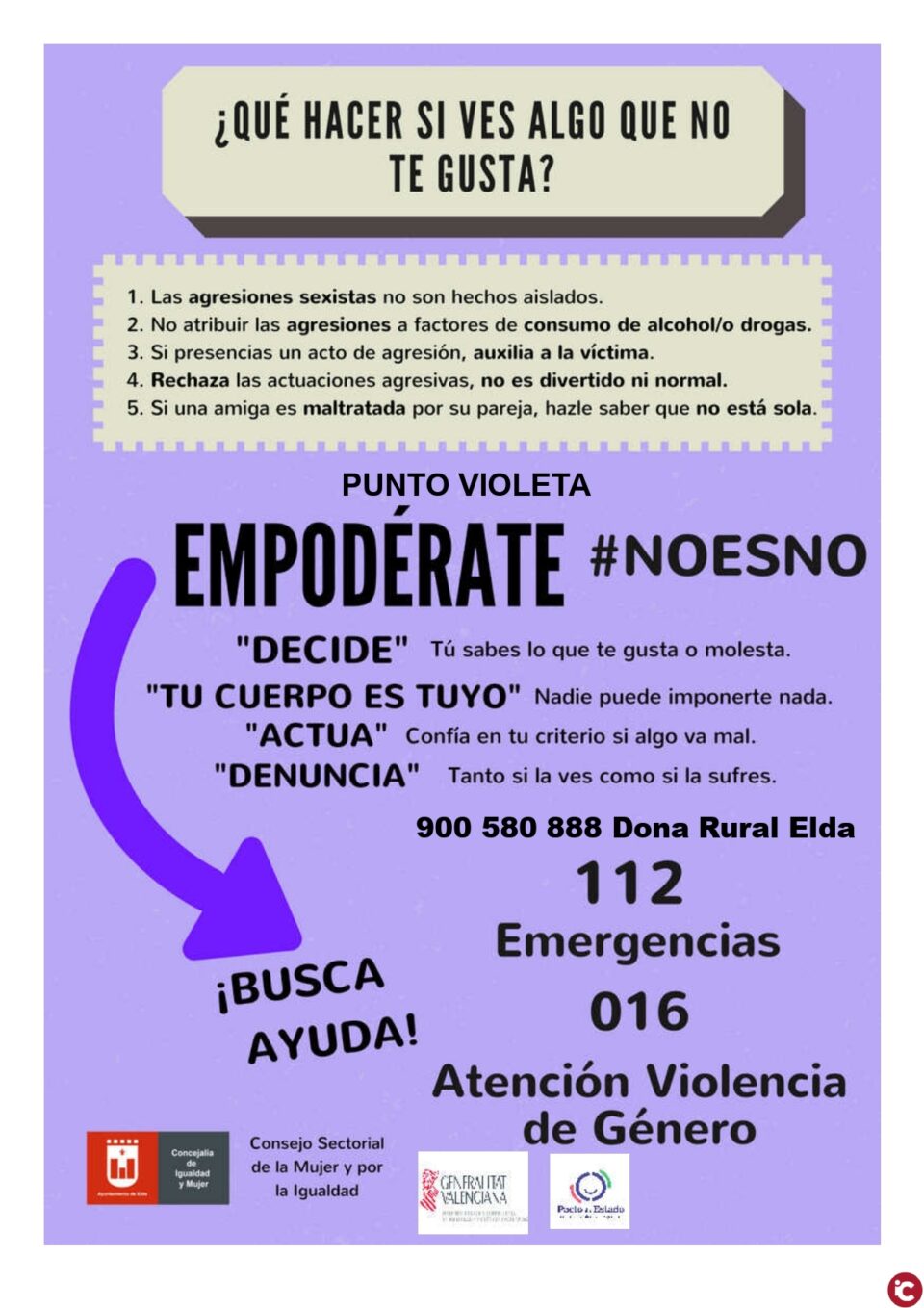 Elda contará de nuevo con Puntos Violeta para que las fiestas de Moros y Cristianos estén libres de agresiones sexistas