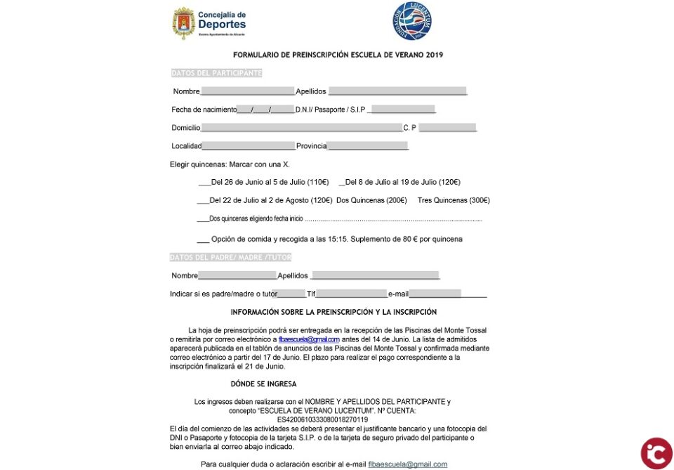 La Concejalía de Deportes abre el plazo de inscripción para participar en la Escuela de Verano