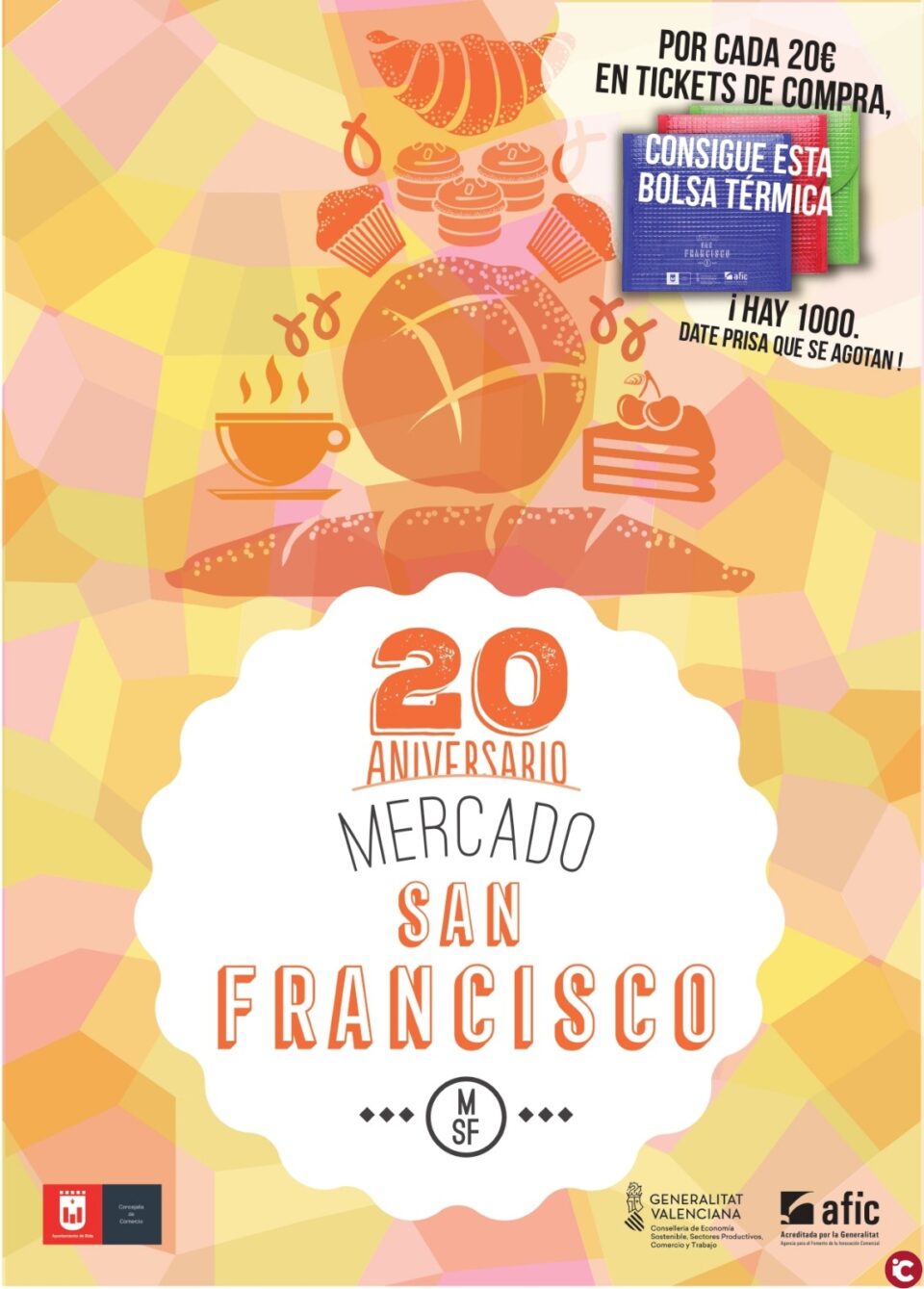 Los comerciantes del Mercado de San Francisco de Elda celebran su 20 aniversario con el regalo de 1.000 bolsas térmicas