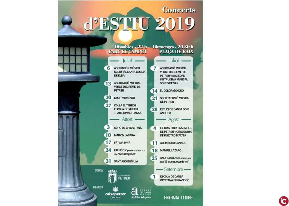 18 conciertos amenizarán los fines de semana de julio y agosto en Petrer
