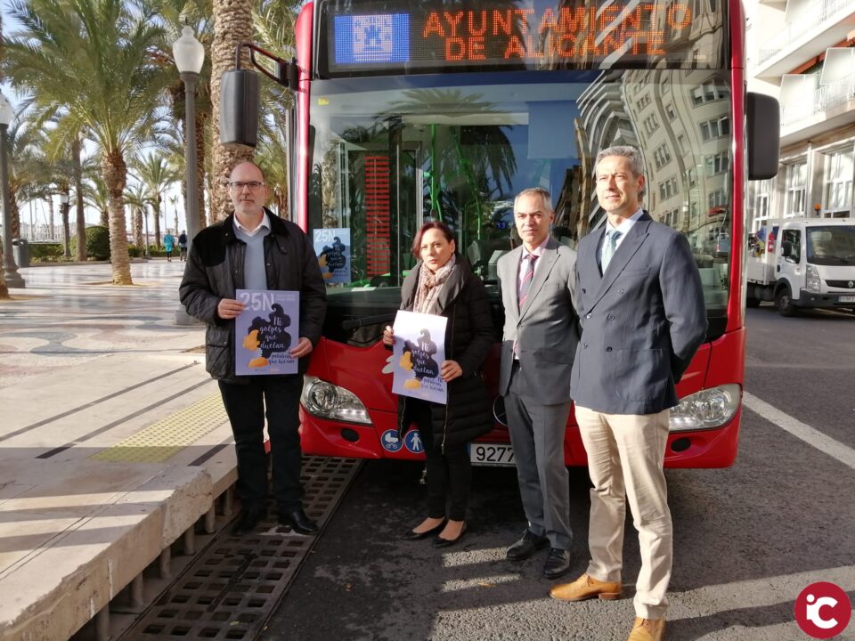 Más de 150 autobuses del transporte urbano e interurbano se suman a la campaña del Día Internacional para la eliminación de la violencia contra las mujeres